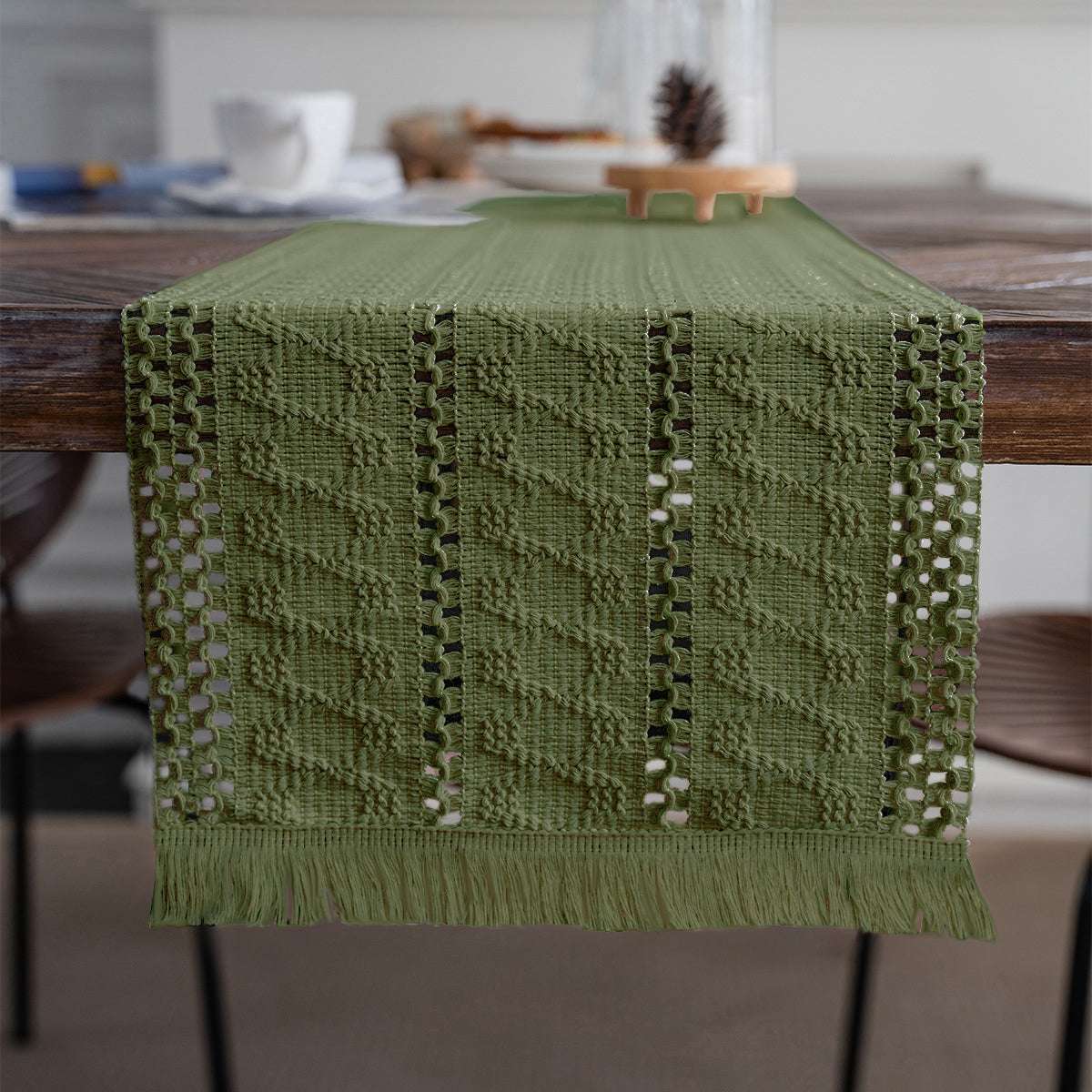Moss Path Woven Table Runner - Merry Green Homeware