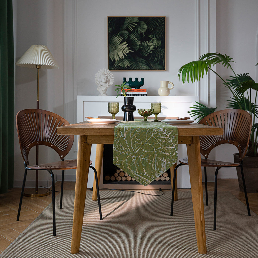 Fern Meadow Cotton Table Runner - Merry Green Homeware