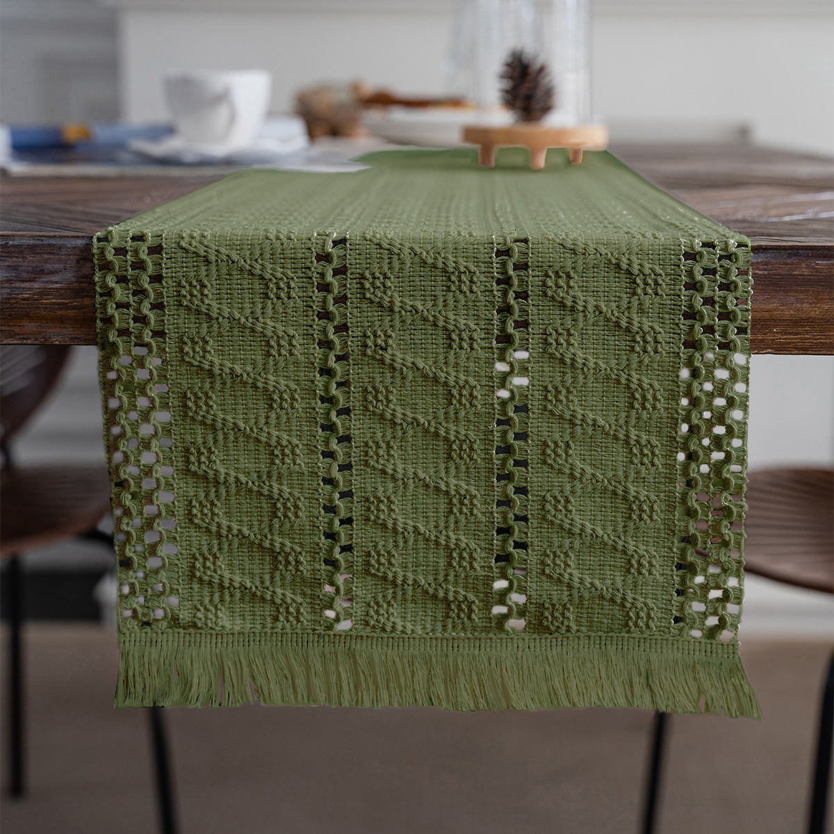 Moss Path Woven Table Runner - Merry Green Homeware