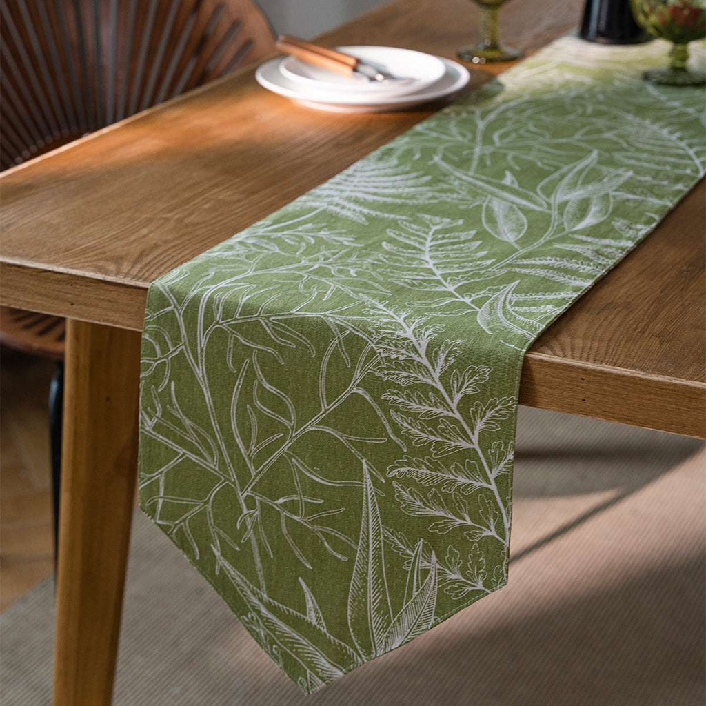 Fern Meadow Cotton Table Runner - Merry Green Homeware