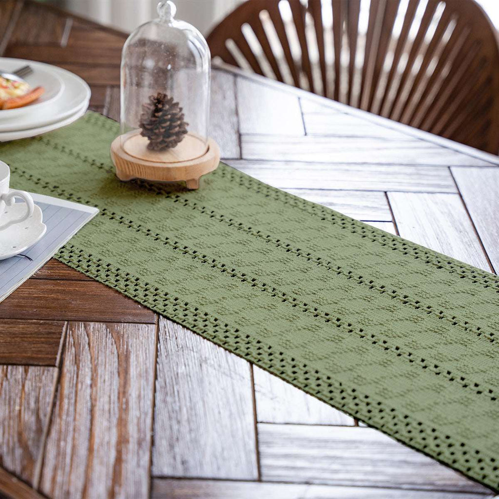 Moss Path Woven Table Runner - Merry Green Homeware