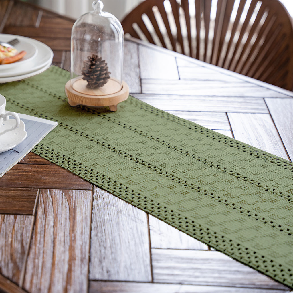 Moss Path Woven Table Runner - Merry Green Homeware