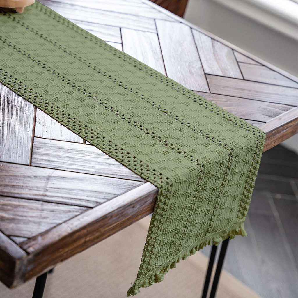 Moss Path Woven Table Runner - Merry Green Homeware