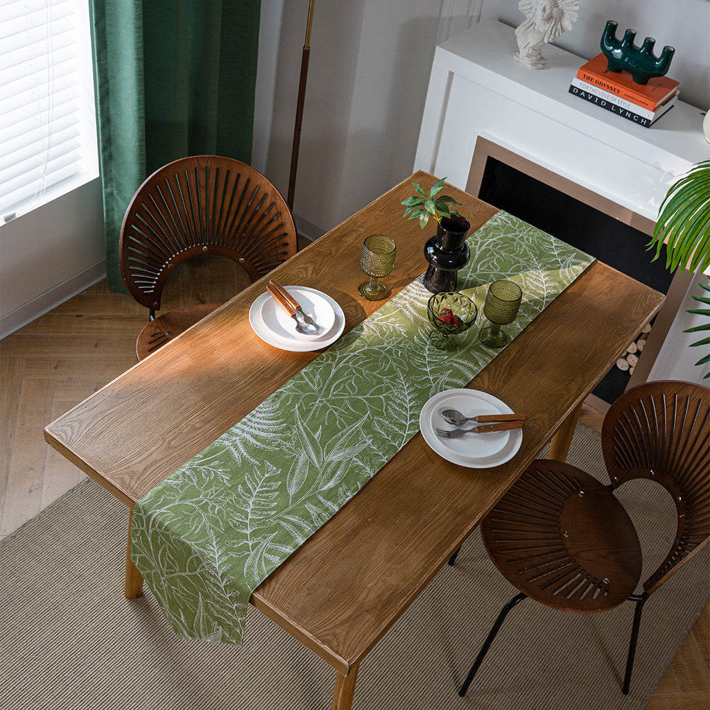 Fern Meadow Cotton Table Runner - Merry Green Homeware