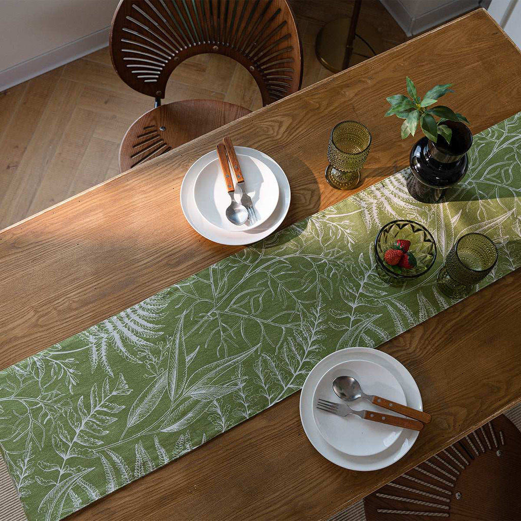 Fern Meadow Cotton Table Runner - Merry Green Homeware