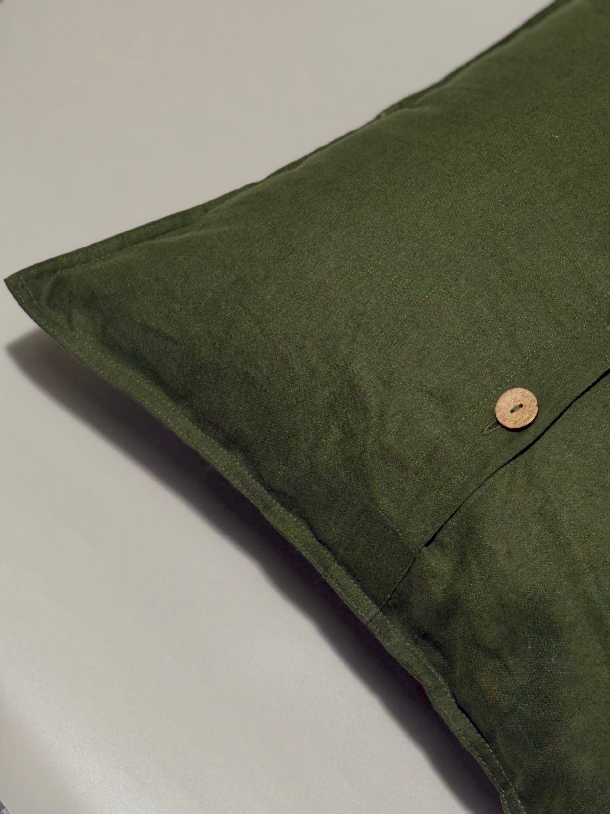 Moss Green Cushion Cover (55% linen and 45% cotton) - Merry Green Homeware