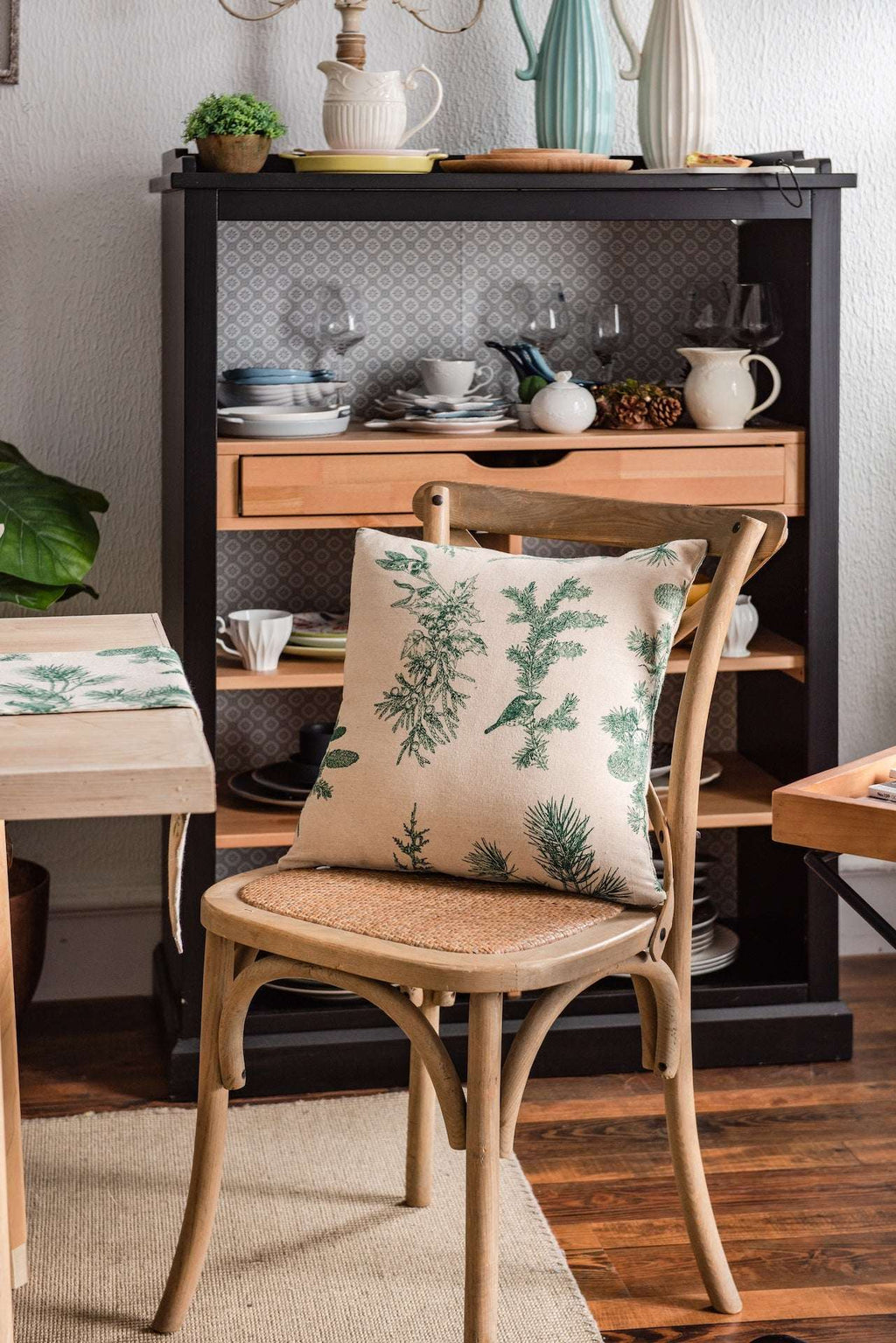 Cushion Cover with Pinecone Print - Merry Green Homeware