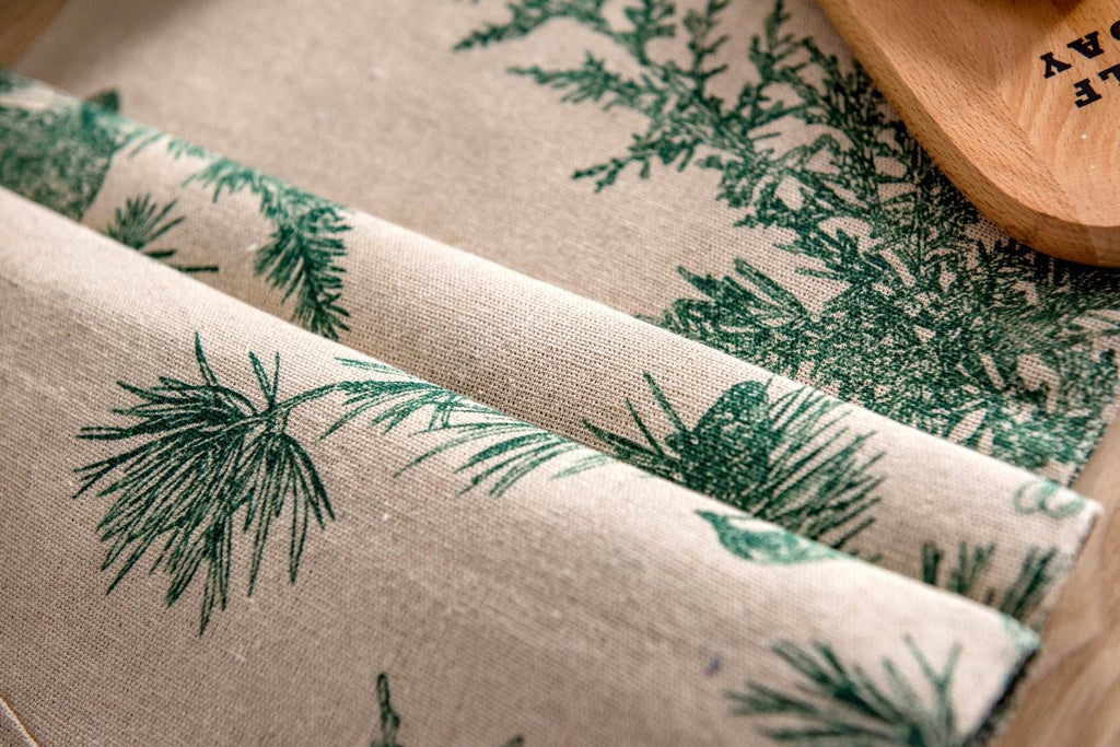 Table Runner with Pinecone Print - Merry Green Homeware