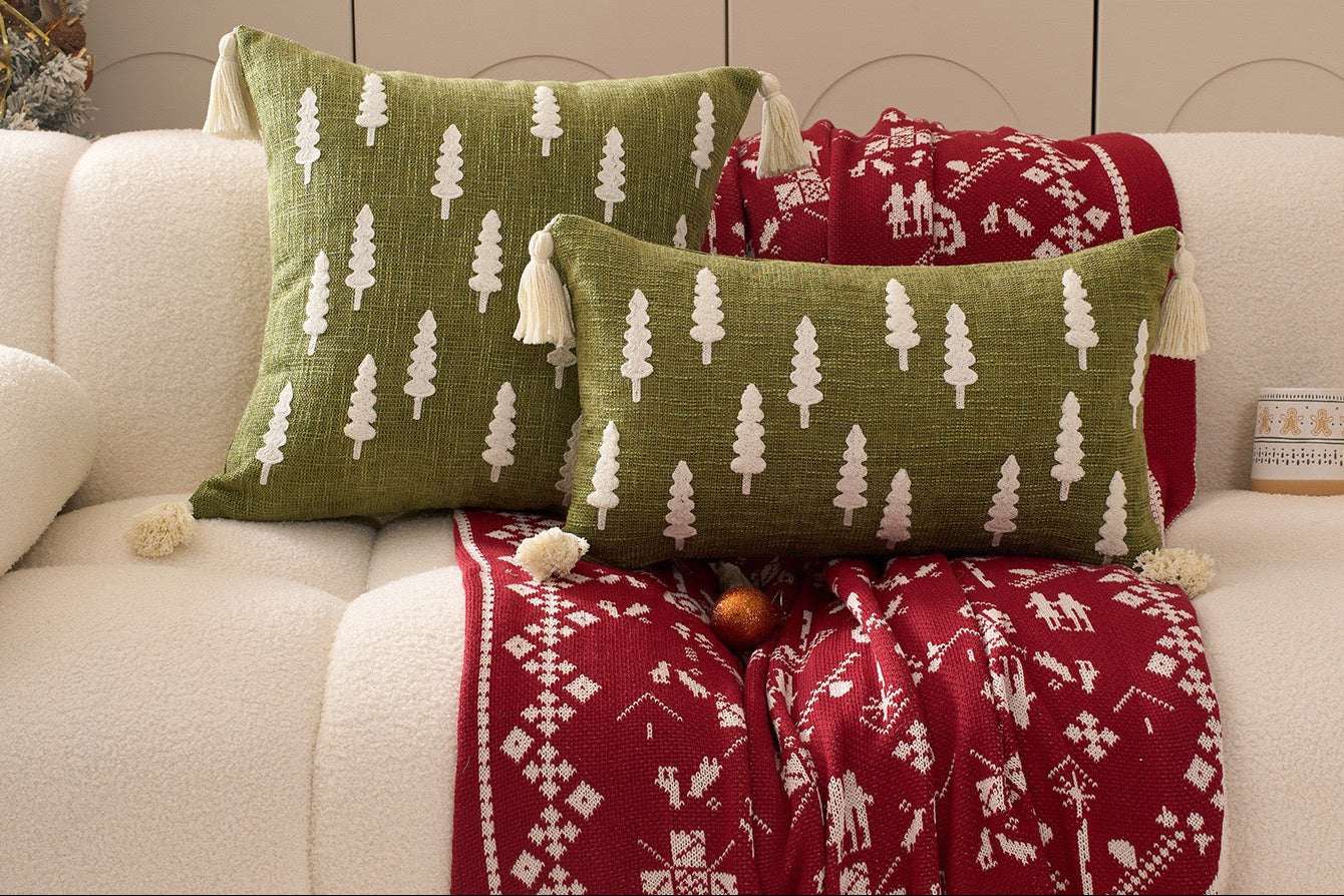 Christmas Cushion Cover - Green Woodland