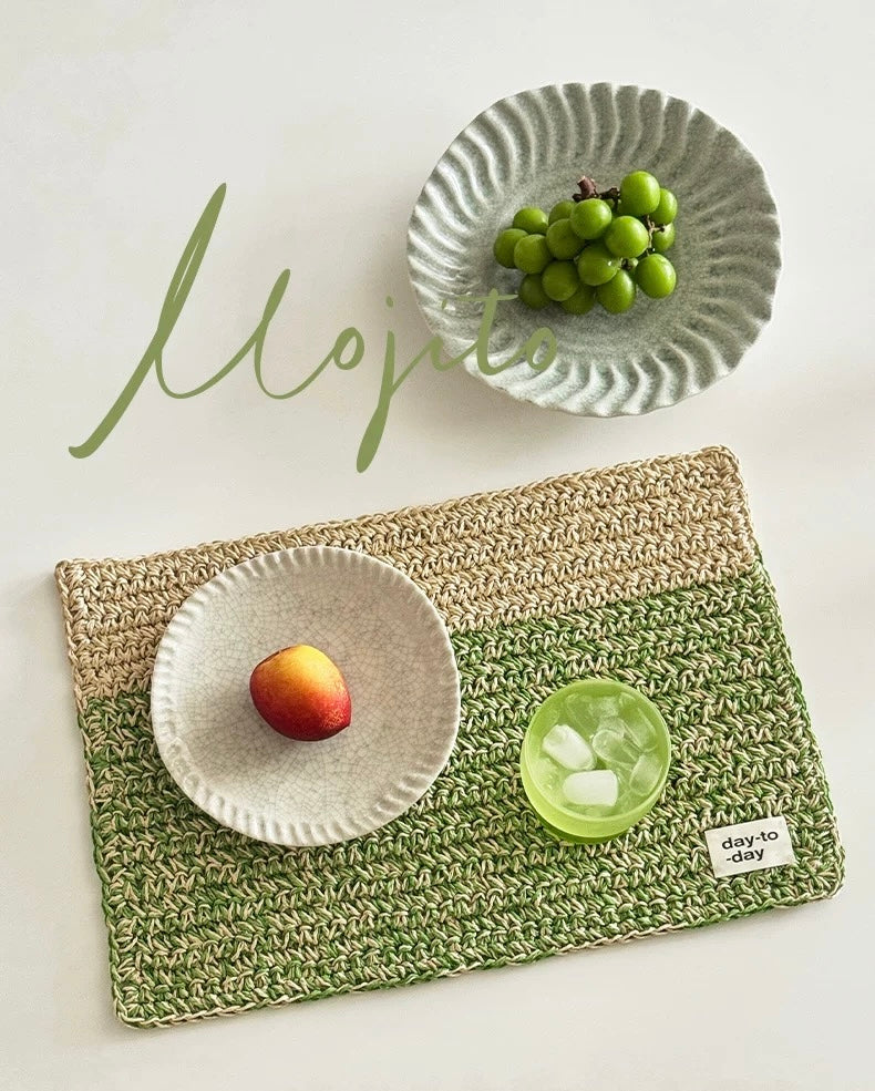 Handwoven Raffia Placemat - Merry Green Homeware