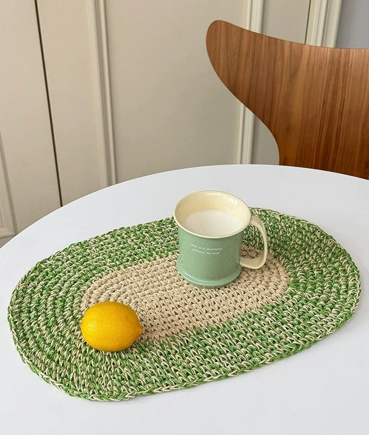 Handwoven Raffia Placemat - Merry Green Homeware
