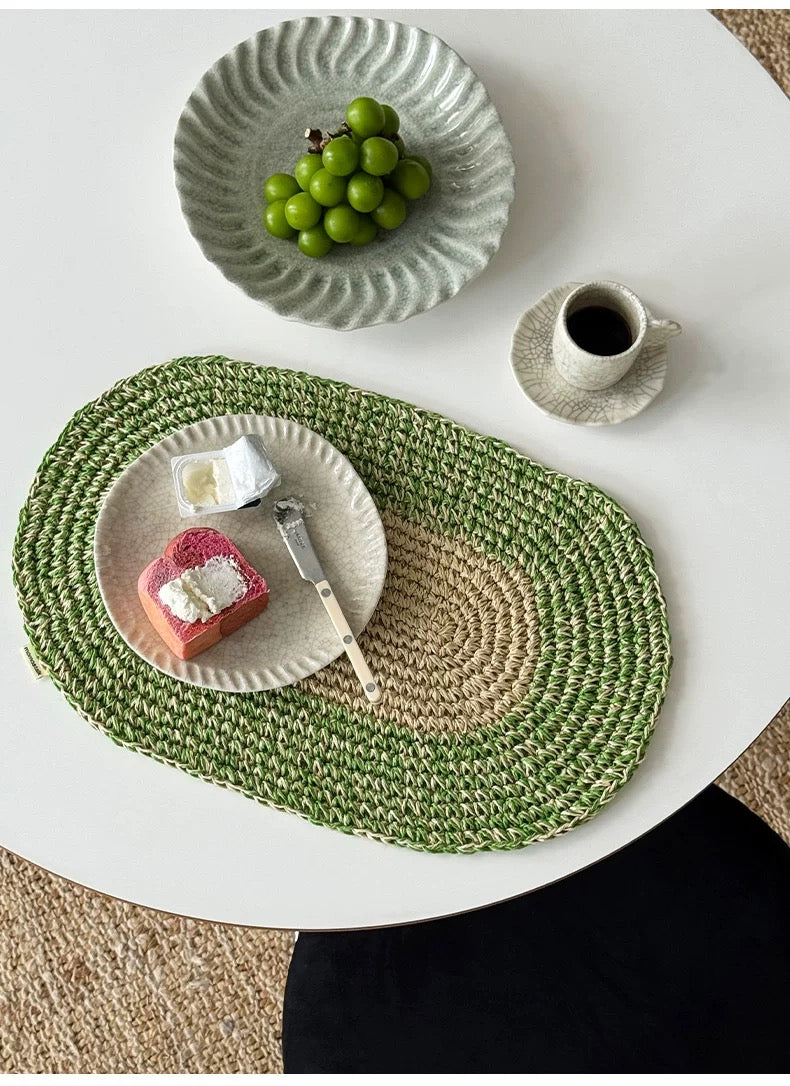 Handwoven Raffia Placemat - Merry Green Homeware