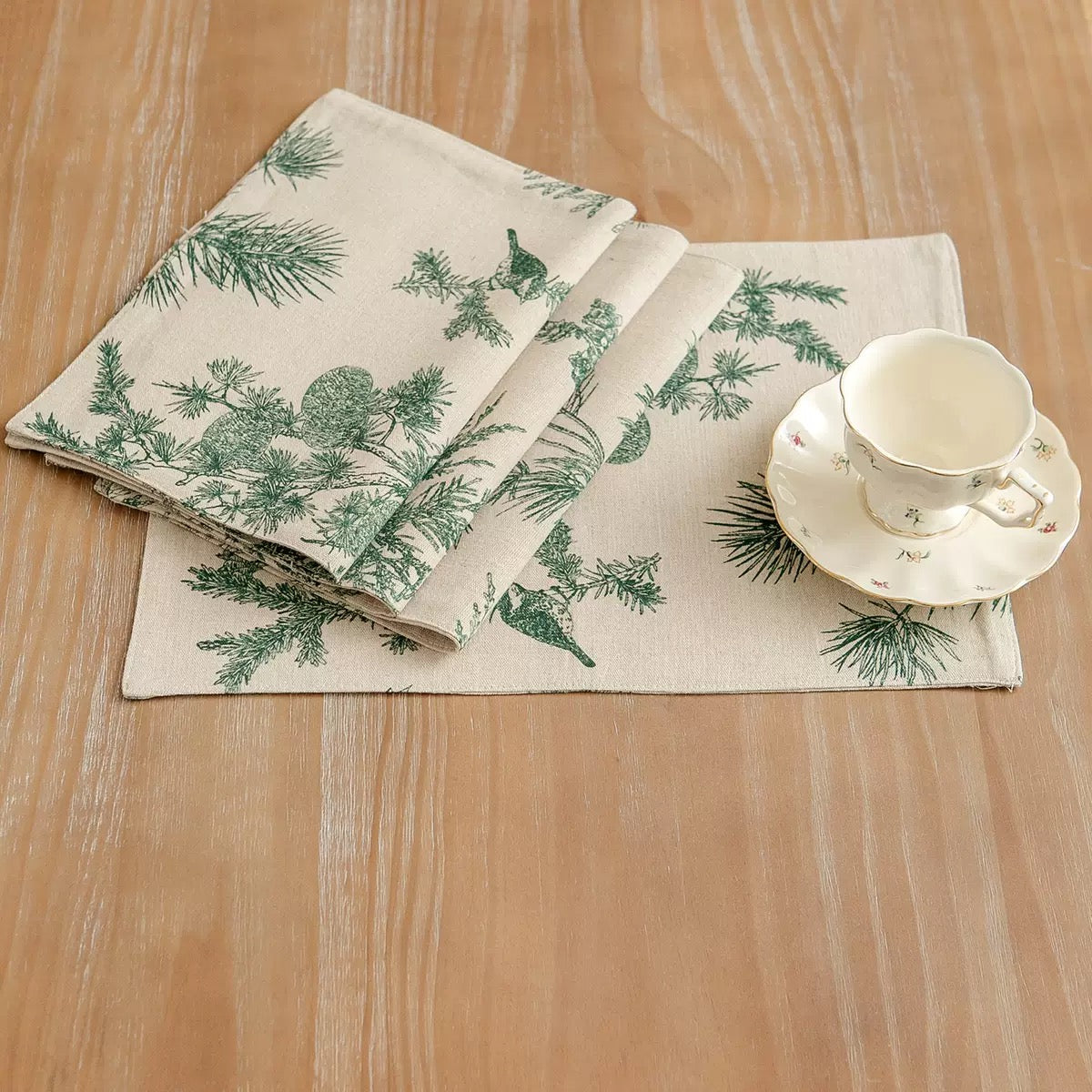Placemat with Pinecone Print - Merry Green Homeware