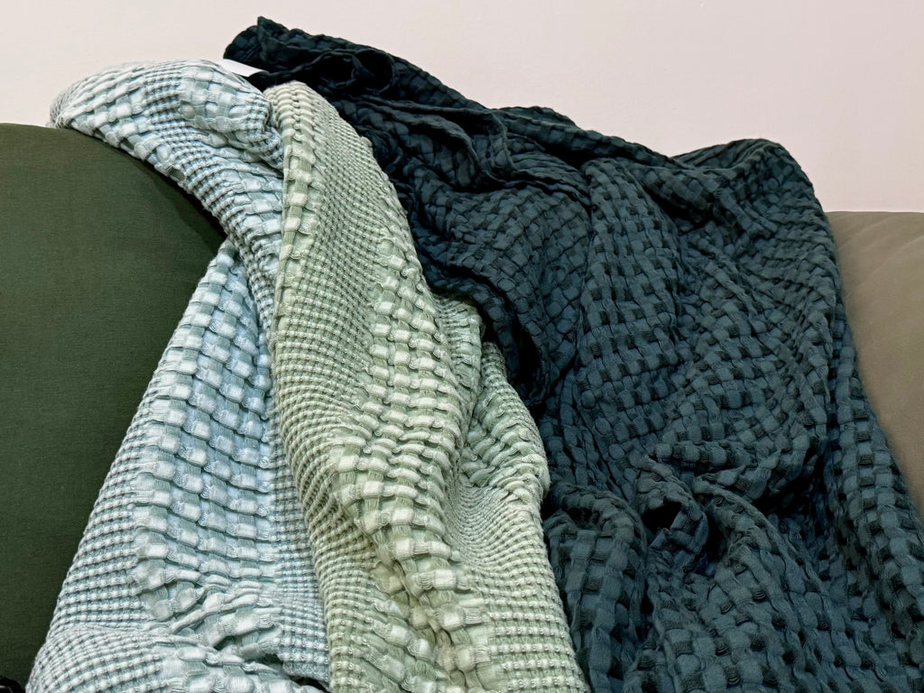 Dark Green Bamboo Throw (waffle weave) - Merry Green Homeware